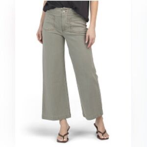 Democracy Olive Green Wide-Leg Crop Pants
